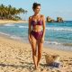 "Sparkling plum" middle waist period swimwear, bikini bottom