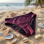 "Sparkling plum" middle waist period swimwear, bikini bottom