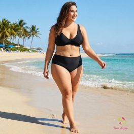   PRE-ORDER! Black high-waist menstrual bikini bottom, sizes 2XL–13XL