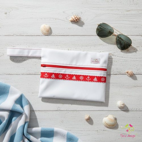  White wetbag with red nautical pattern