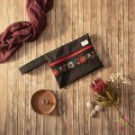 Black wetbag with Hungarian folk art emboidered pattern