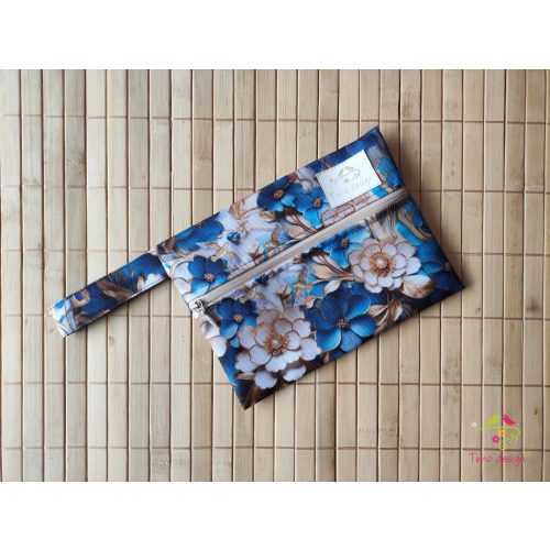 Blue wetbag with flower and pearl pattern