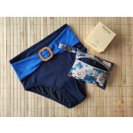 Blue wetbag with flower and pearl pattern