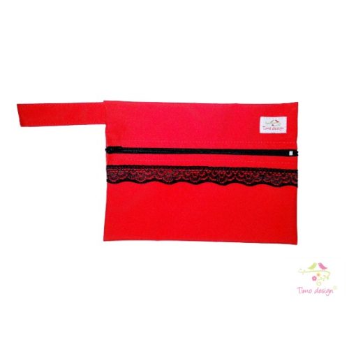 Red wetbag with black lace