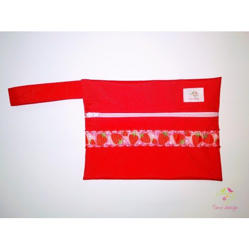 Red wetbag with strawberry pattern
