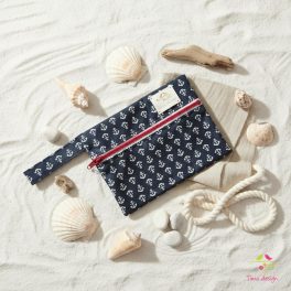 Navy wetbag with anchor pattern