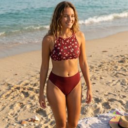  "Pomegranate" middle waist period swimwear, bikini bottom