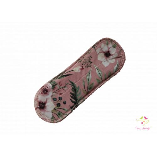 Flowers on mauve base - replacable cloth pads for "boat" design black period panties (for MODERATE FLOW)
