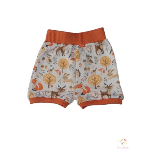 Baby short with forest animals pattern and orange pass, size: 86-92 months