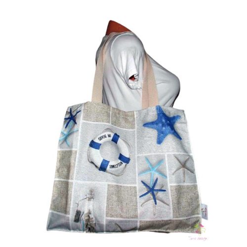 Leak-proof bag with blue nautical pattern