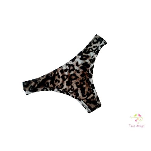 Period panties in thong style with panther pattern for light flow