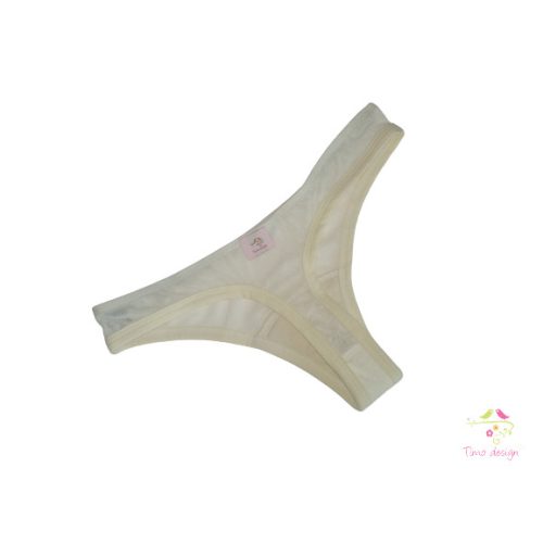 Ecru period panties in thong style for light flow