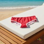 Piros-fehér pöttyös tini "tisztasági" fürdőbugyi