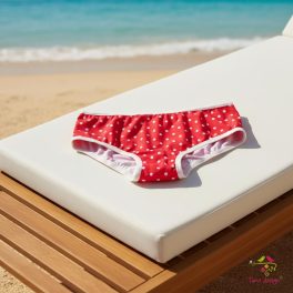 Red-white polka dot teen leak-proof swim bottom