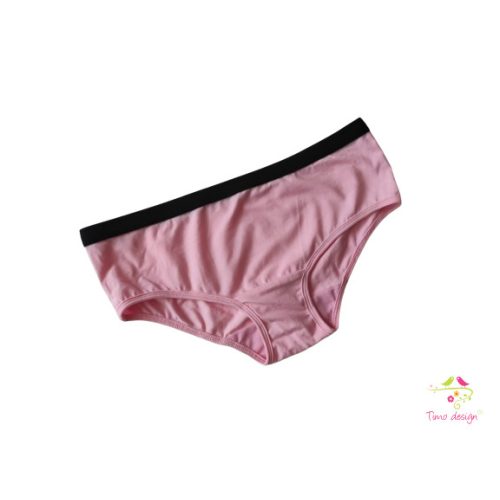 Light pink teen hipster leak-proof panties with black waist gum