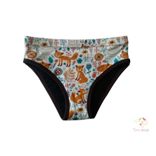 Period panties for teens for moderate flow, with "forest animals" pattern