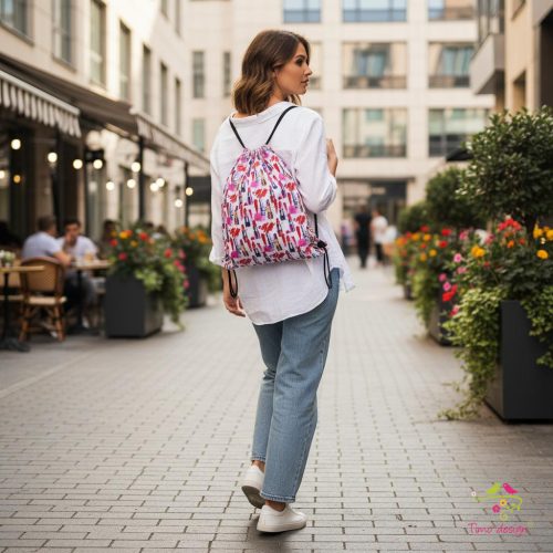 Leak-proof bag with lipstick pattern