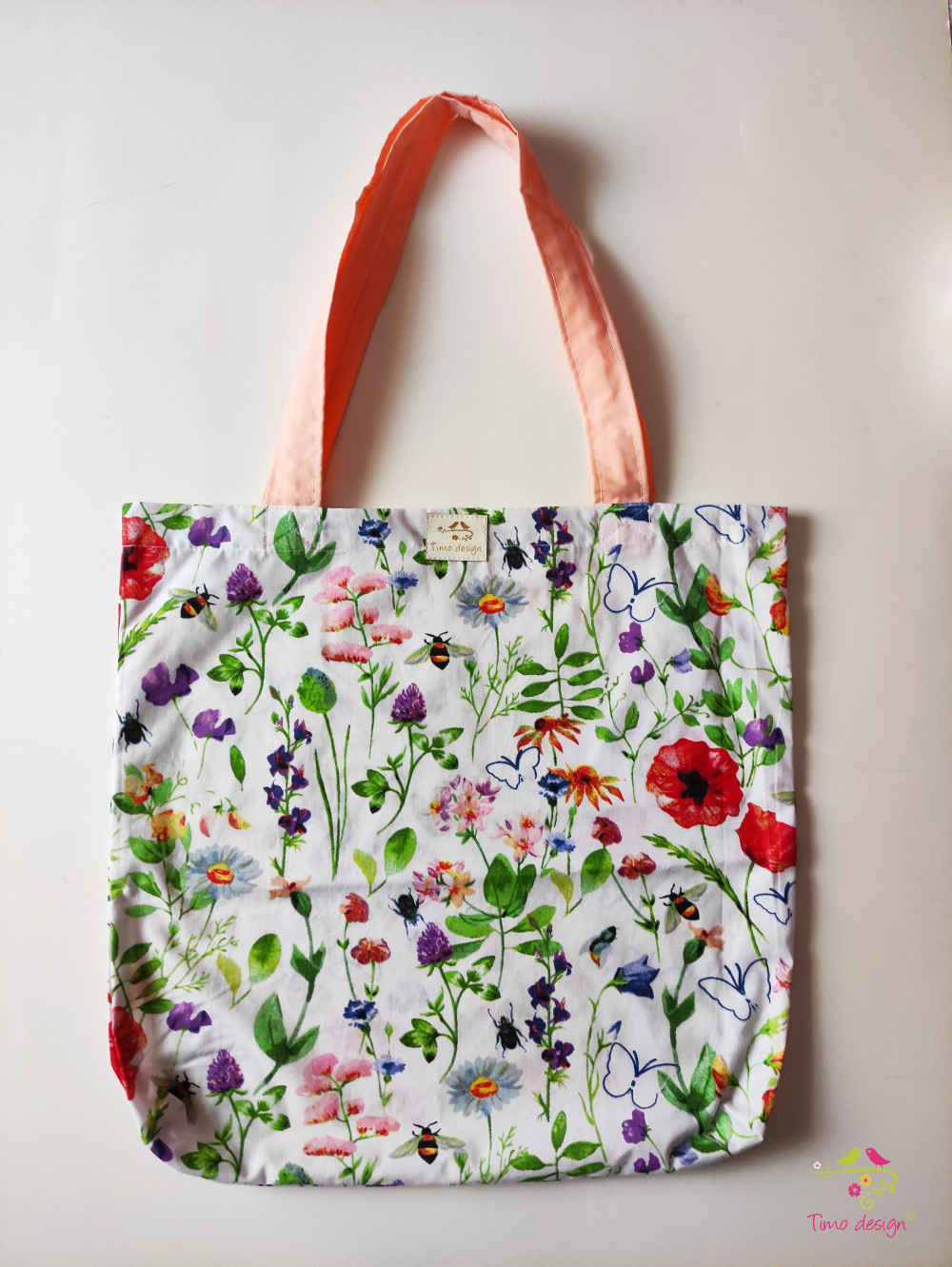 Tavaszi virág mintás bevásárló táska