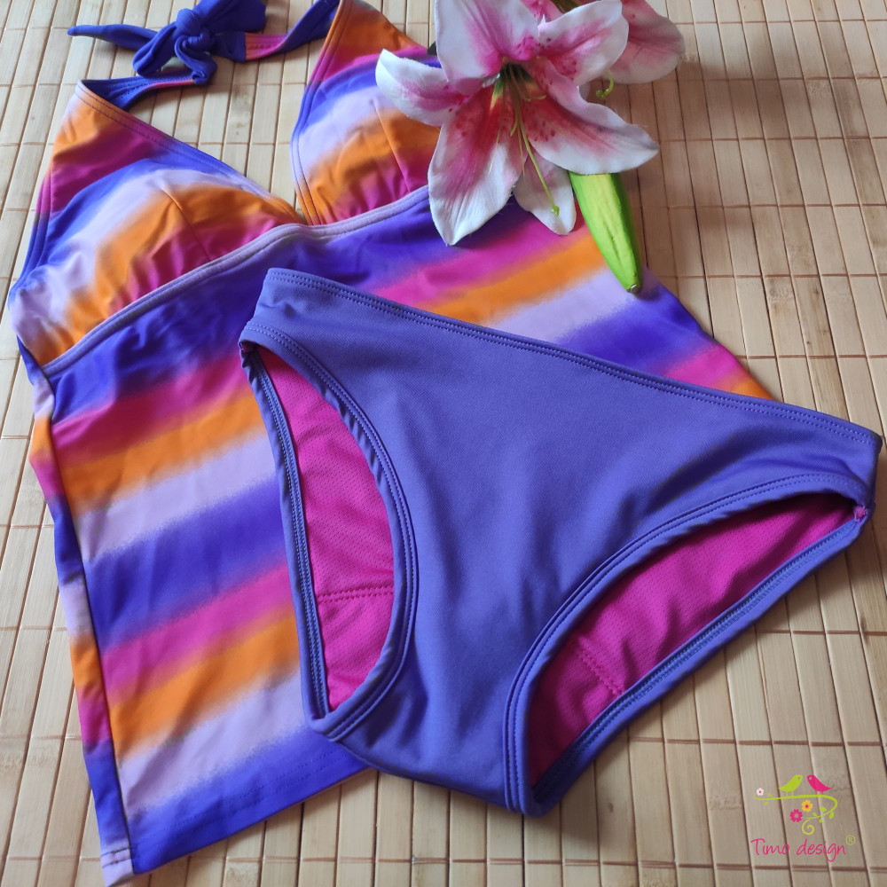 Lila menstruációs bikini, fürdőruha alsó, fürdőbugyi